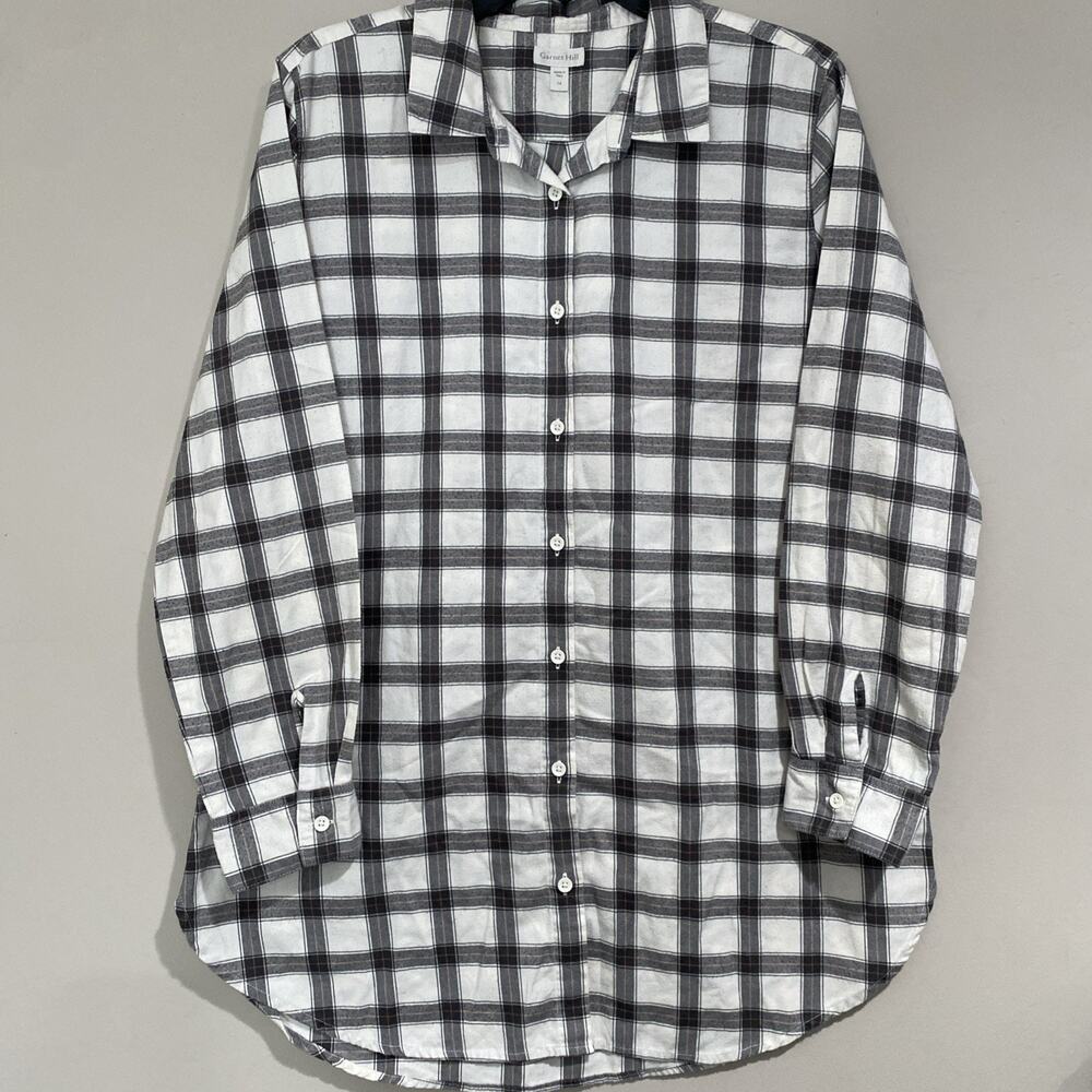 Garnet Hill Essential Long Plaid Tunic 100% Organic Pima Cotton Fall Warm Sz 14